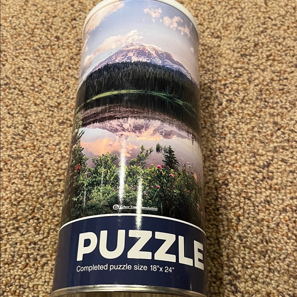 Arbor Day Foundation mountain 432 piece puzzle new in sealed cylinder 18” x 24”